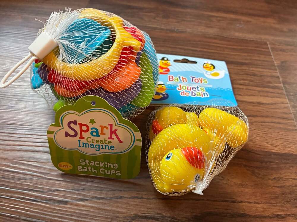 Spark Create Imagine Stacking Bath Cups and Yellow Duck Bath Toys Set
